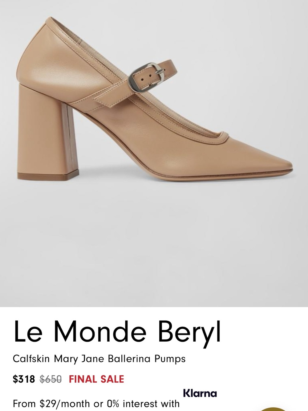 Le Monde Beryl Nude Mary Jane Flats with Square Toe
